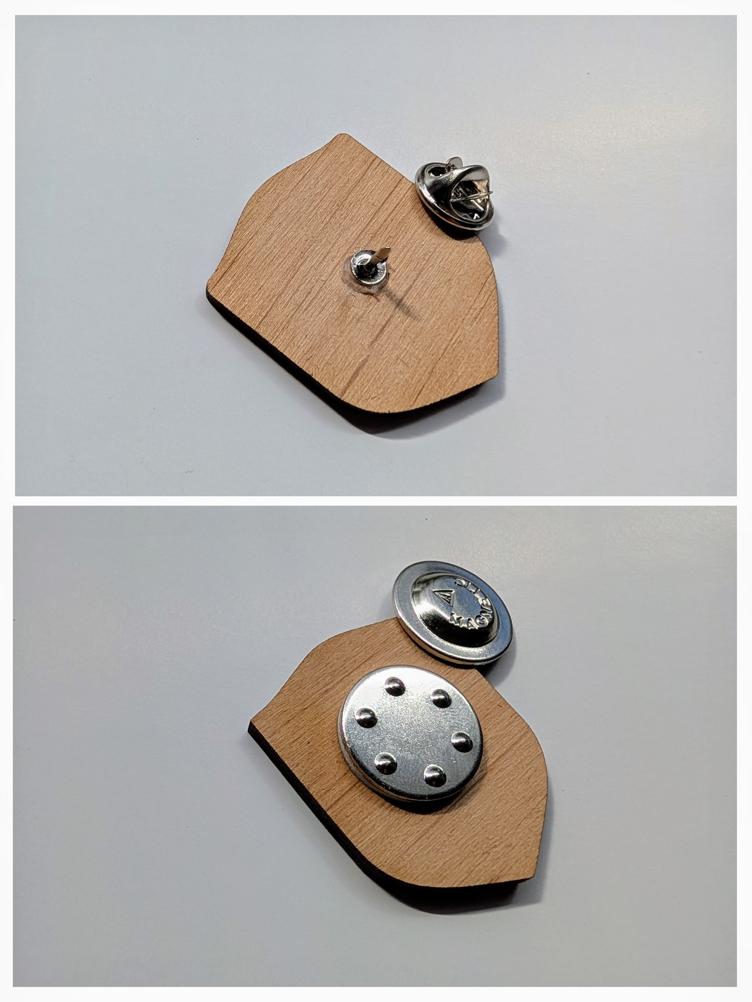 Sammlung von handgemachten Holzpins